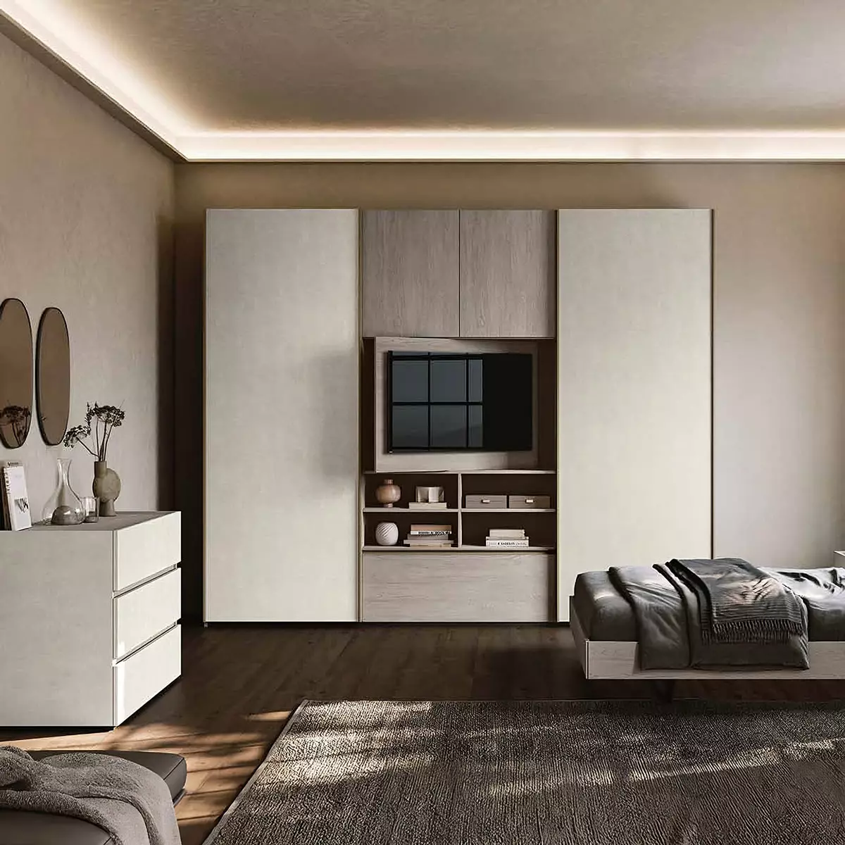 armadio scorrevole con vano tv