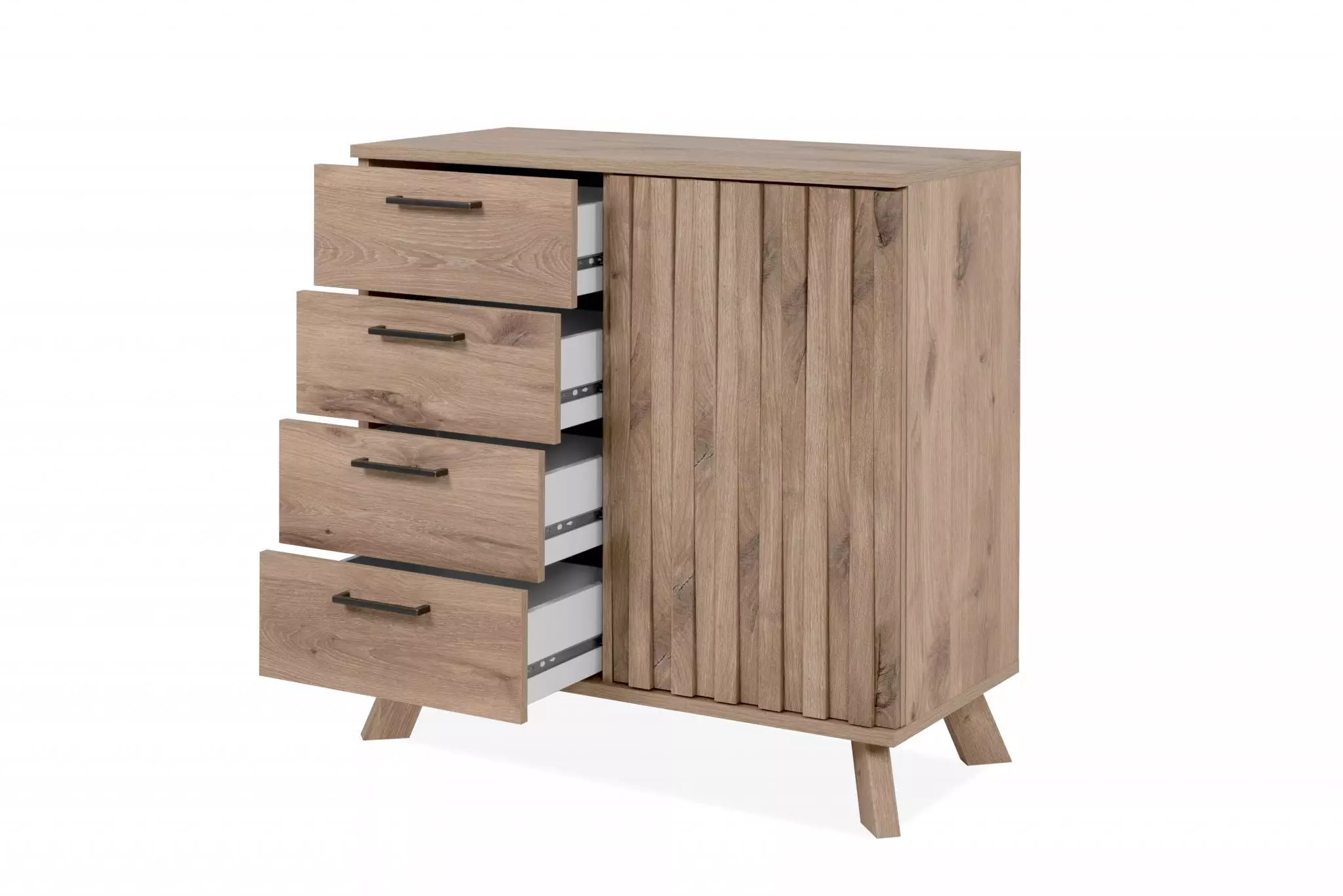 Credenza 1 anta e 4 cassetti finitura Quercia del Nord