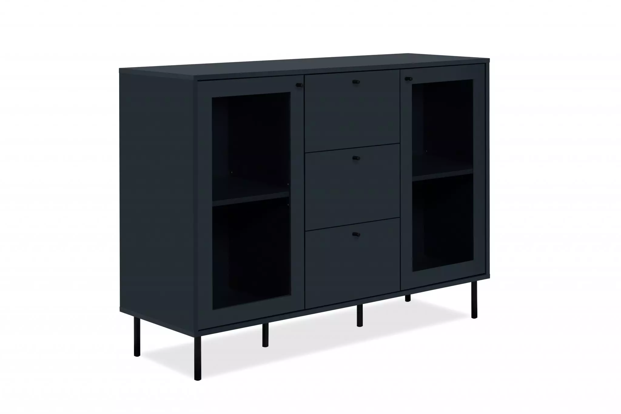 nuova Conveniente Madia 2 ante e 3 cassetti, finitura Blu scuro