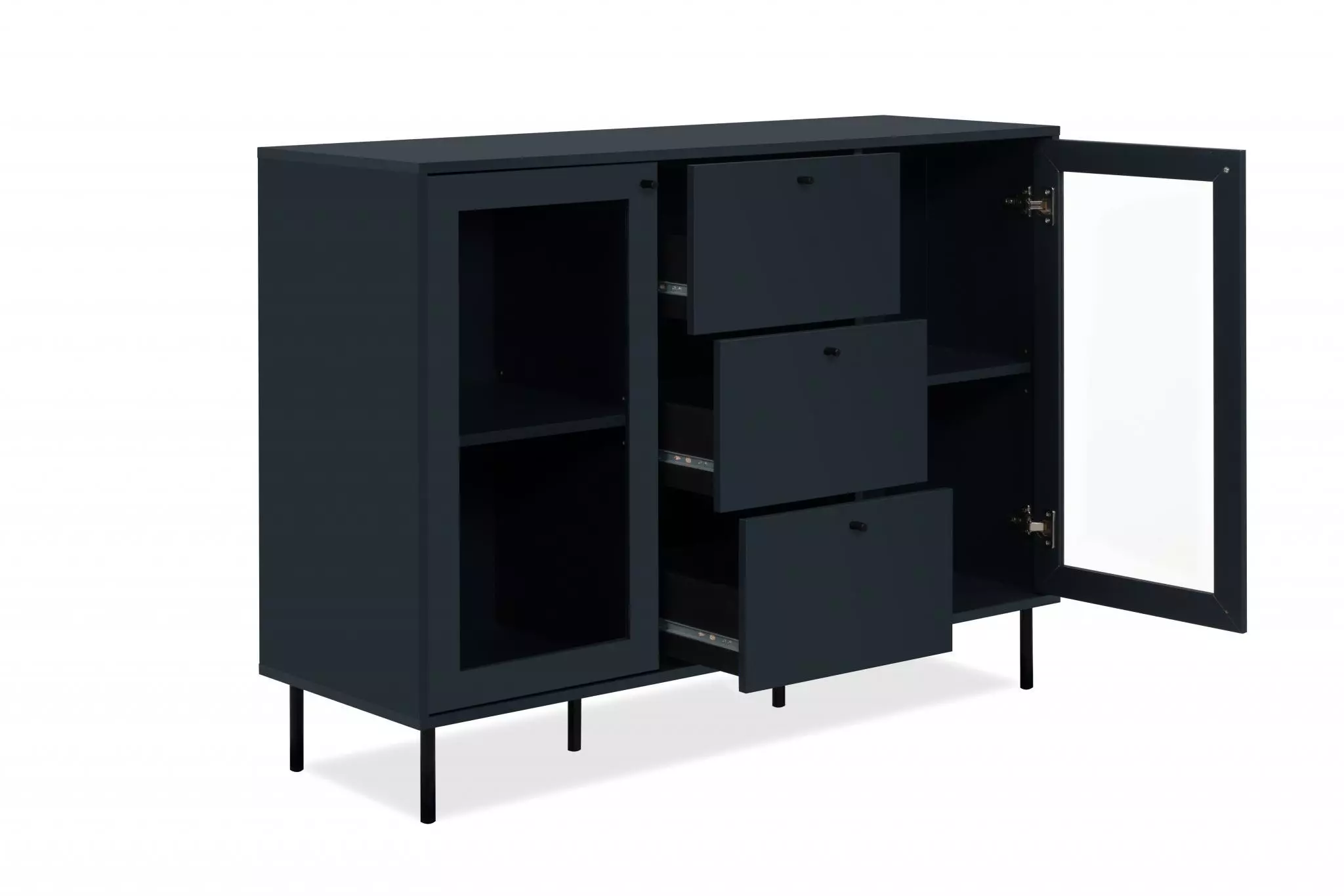 nuova Conveniente Madia 2 ante e 3 cassetti, finitura Blu scuro