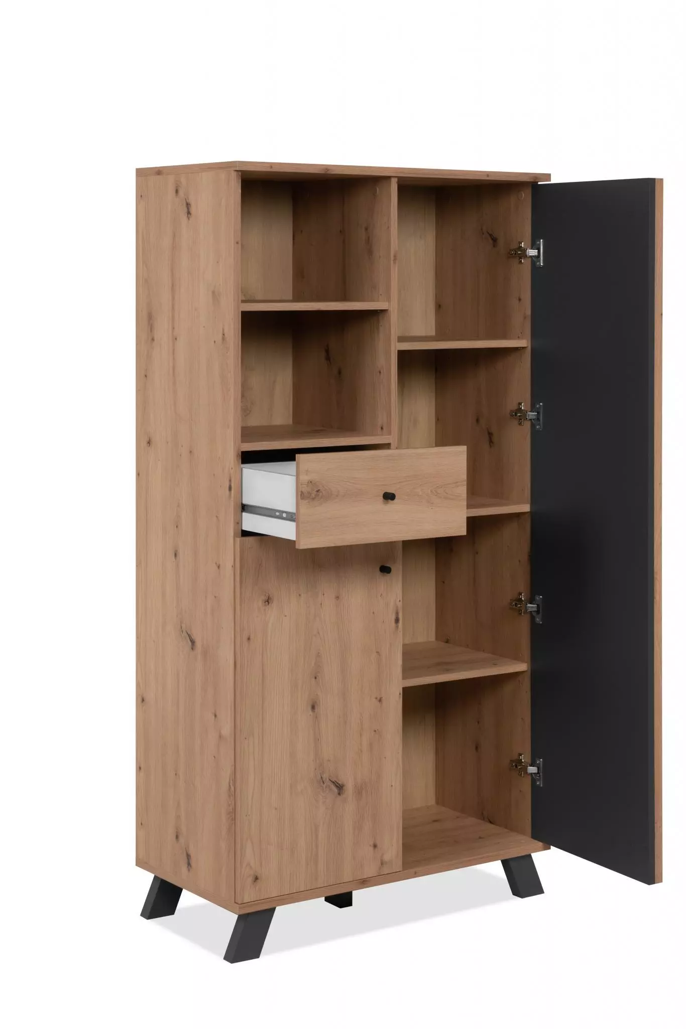 Madia alta stile nordico, finitura Rovere Oak e Antracite in offerta 