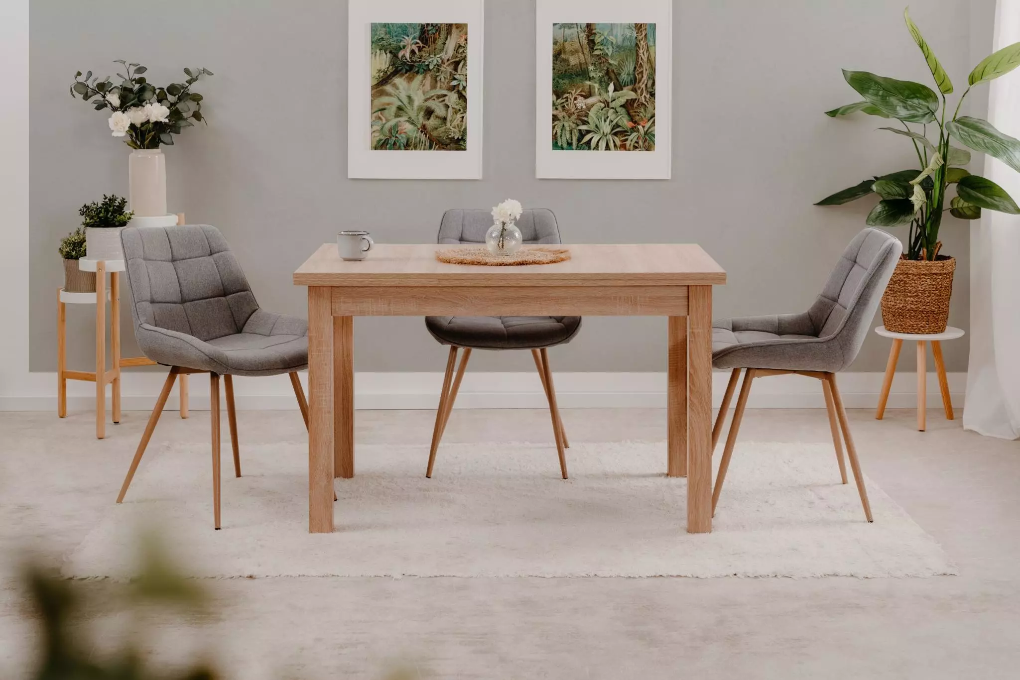 Moderno Tavolo da pranzo allungabile 120 cm, finitura Quercia