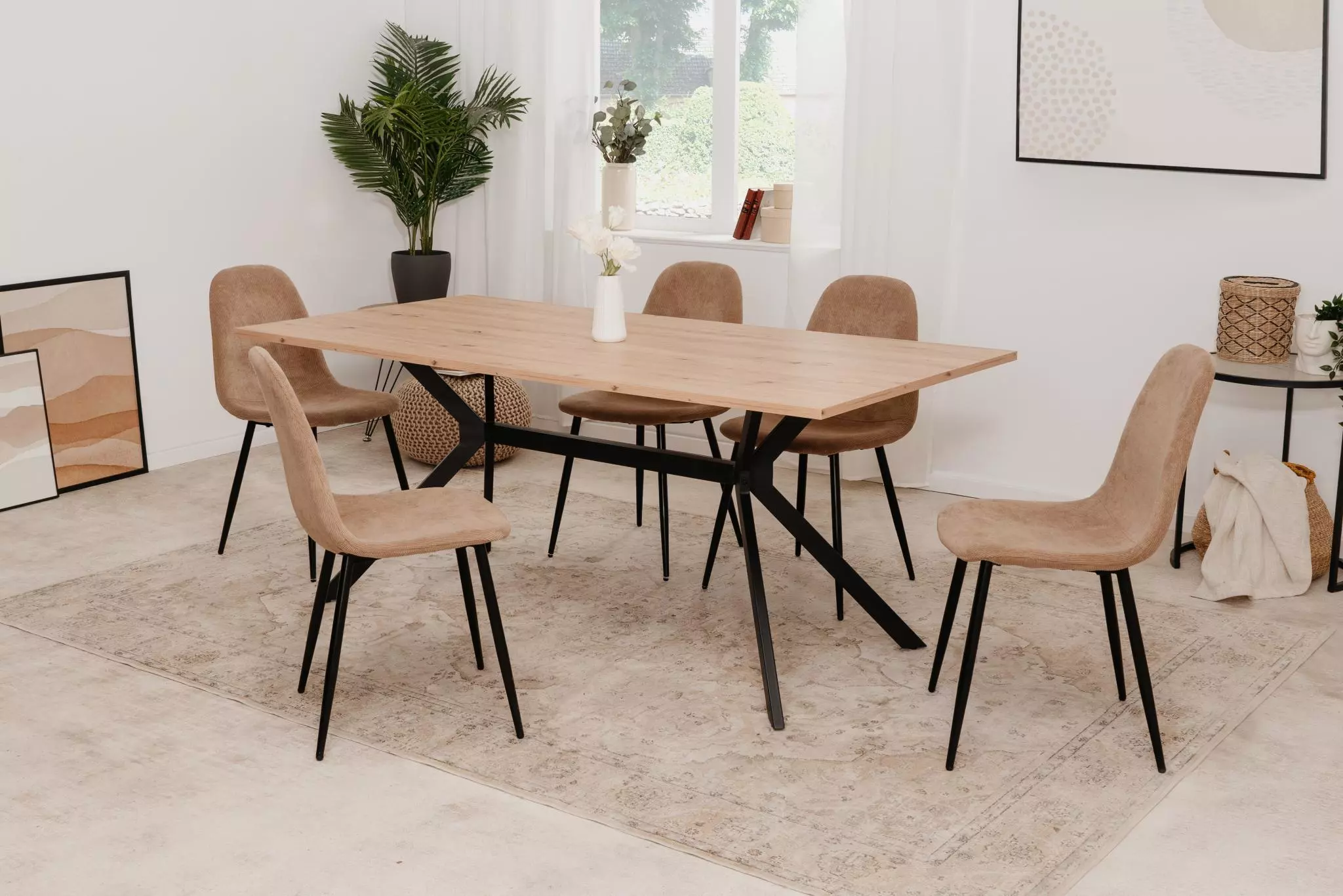 Nuovo Tavolo da pranzo, colore Rovere oak e Nero