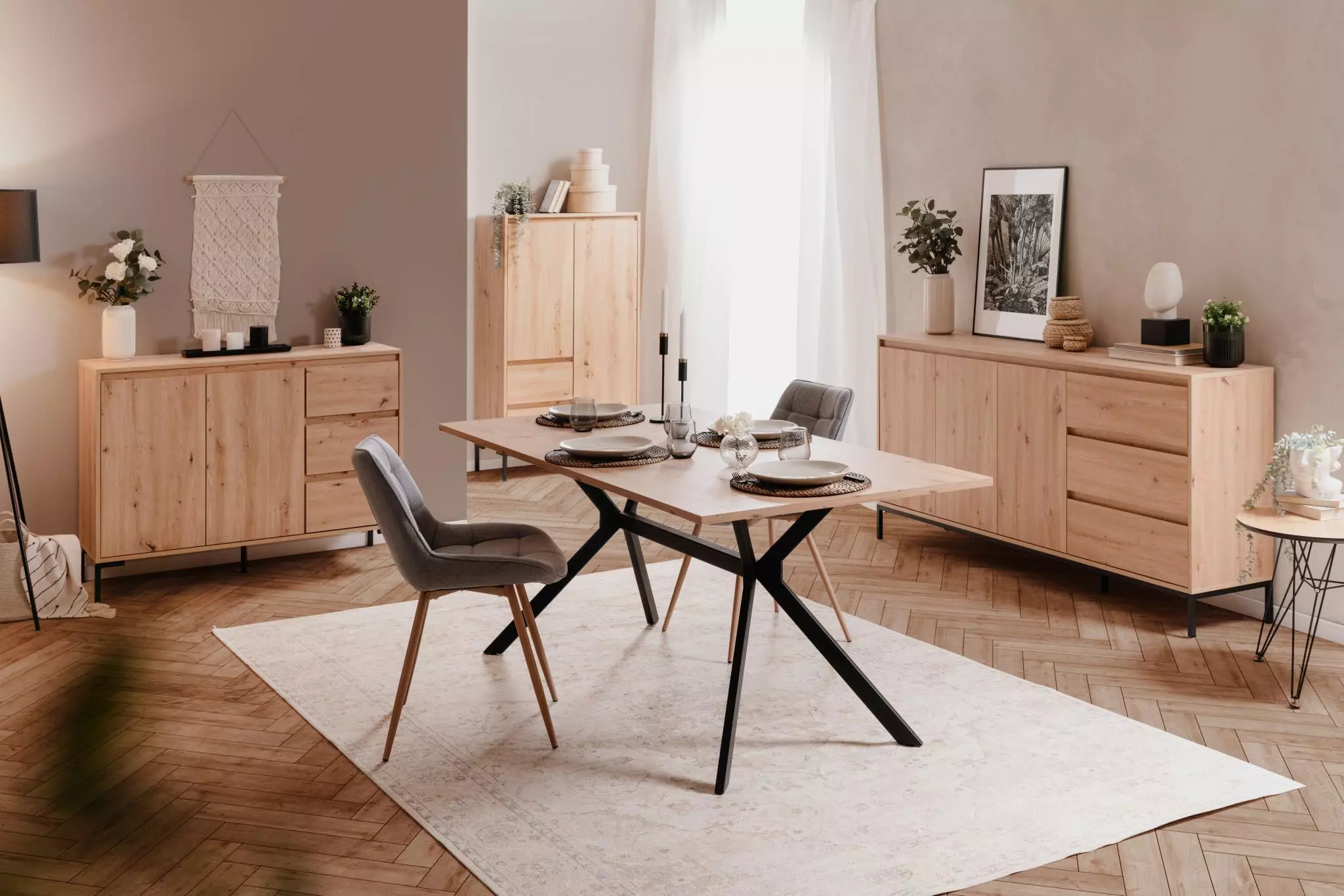 Nuovo Tavolo da pranzo, colore Rovere oak e Nero