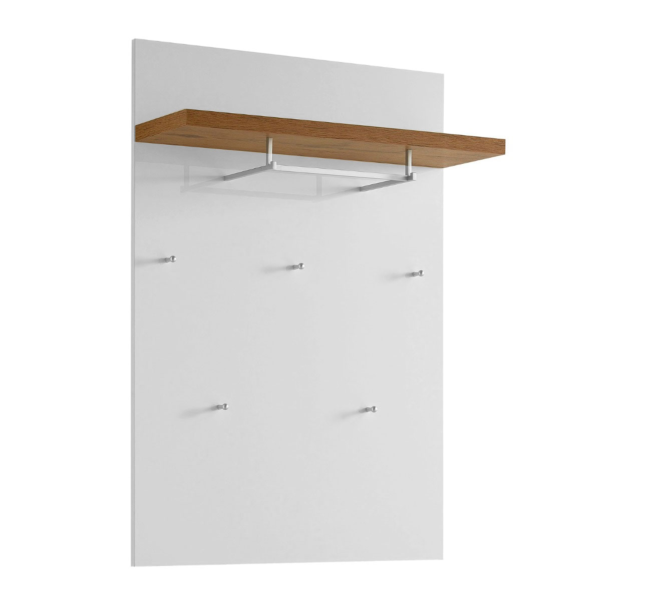 Appendiabiti da ingresso colore Bianco laccato lucido e Castagno, Made in Italy