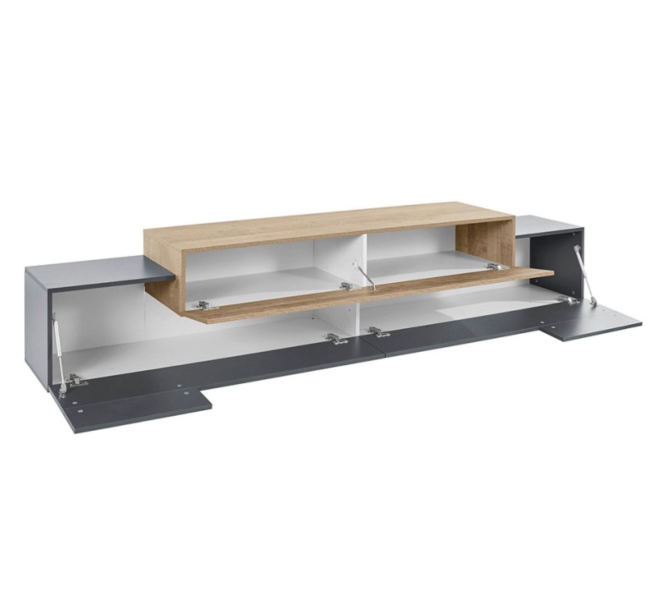 Conveniente Porta TV L.240 cm, finitura Ardesia e Oak