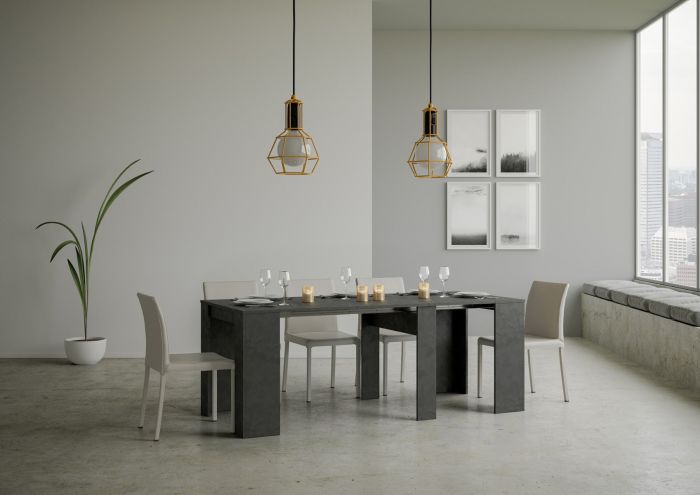 Consolle di design Antracite Spatolato, allungabile fino a 308 cm