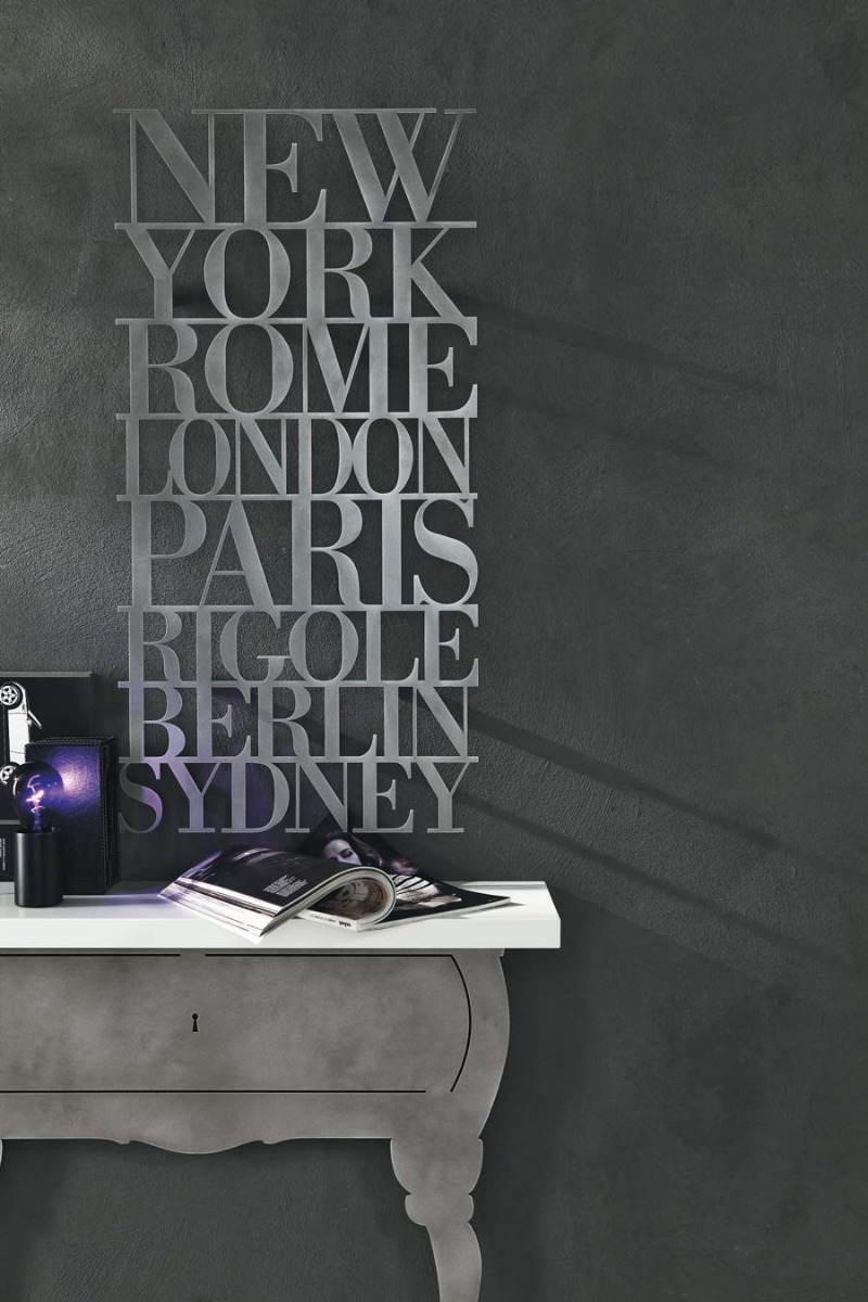 Lettering decoro murale, finitura antracite, Made in Italy Zenzero Shop