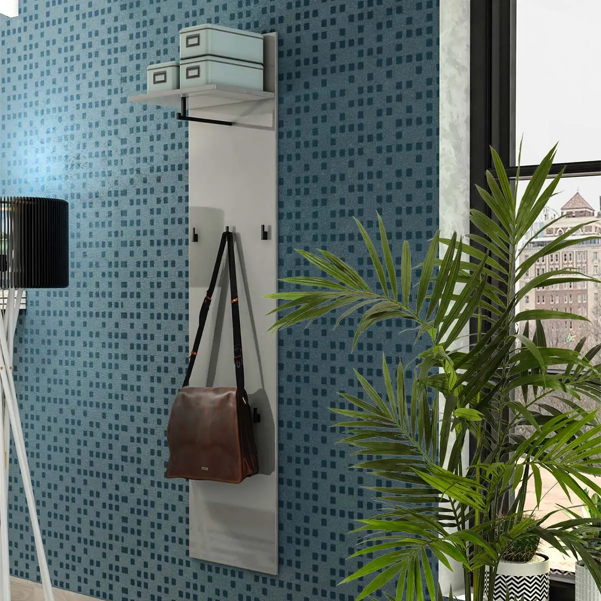 Appendiabiti moderno, finitura Grigio lucido, Made in Italy