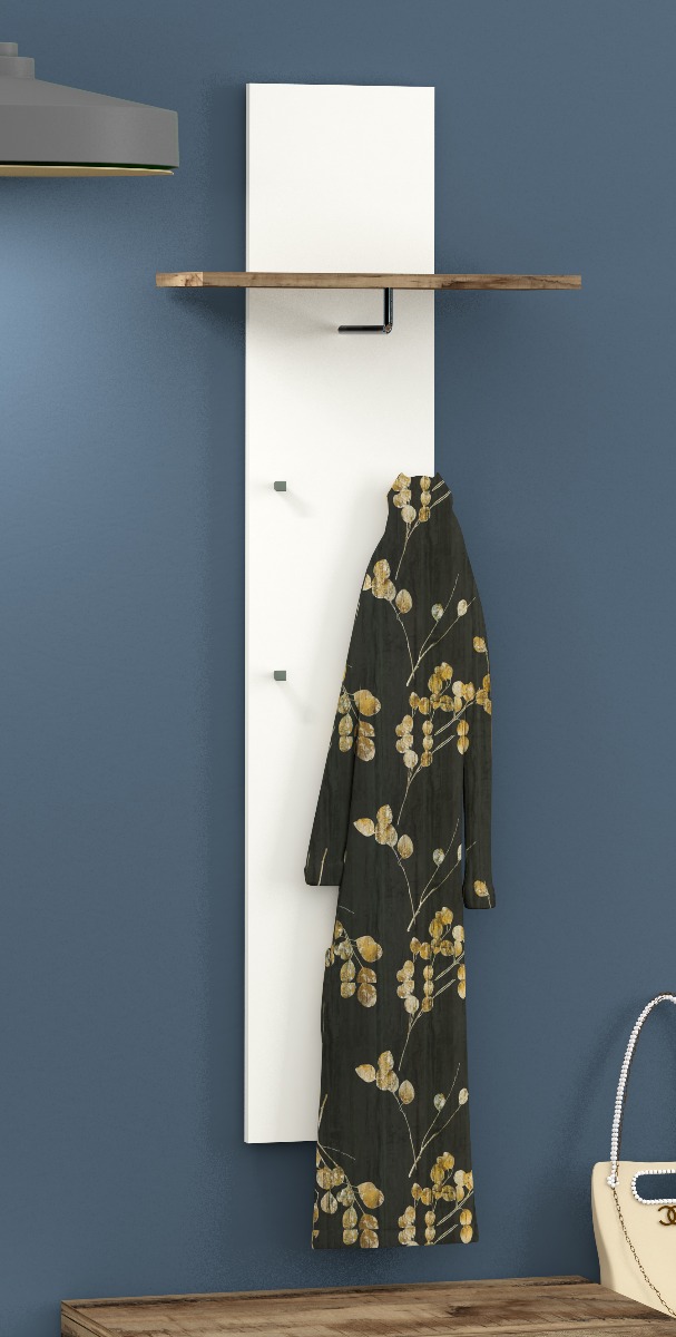 Appendiabiti moderno, Bianco laccato e Pero