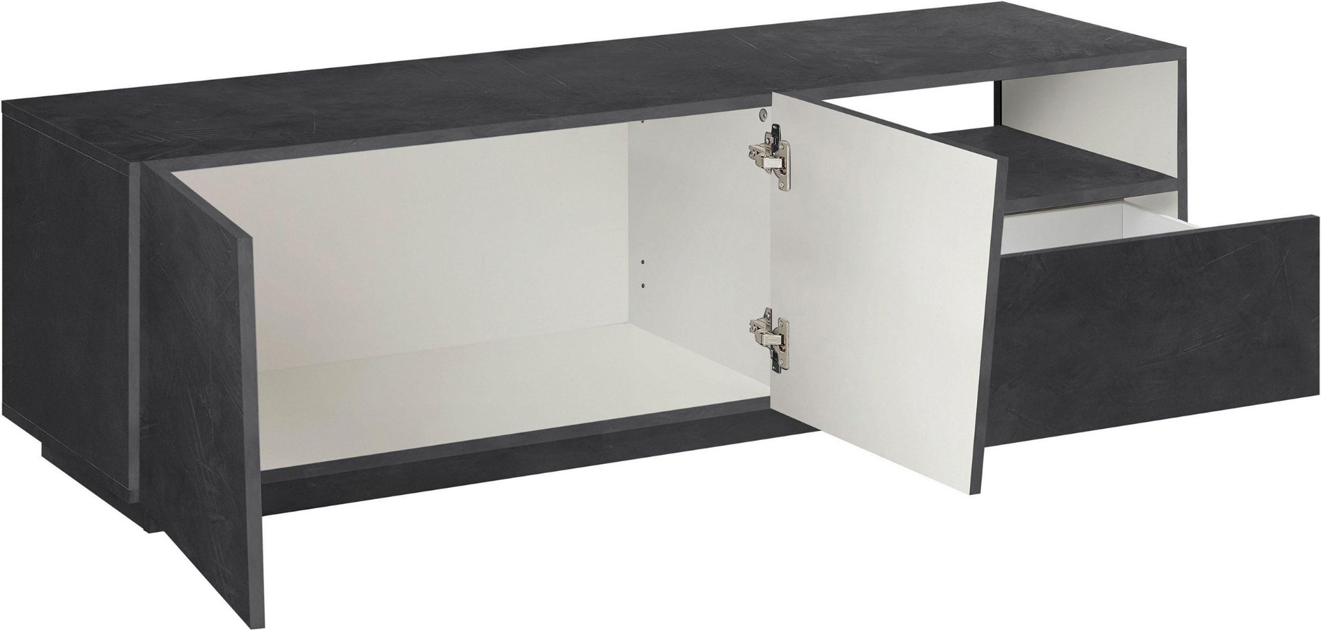 Porta tv 2 ante e 1 cassetto in finitura ardesia