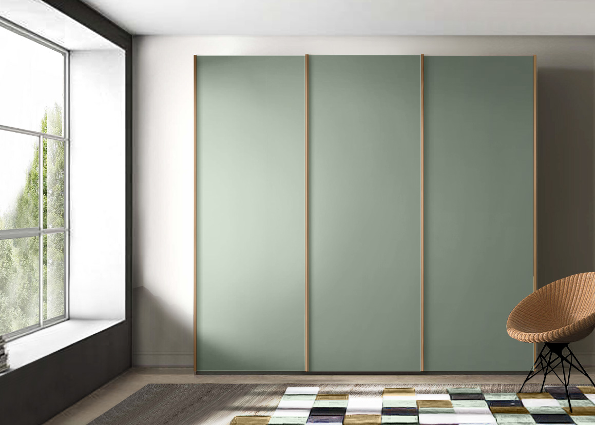 Armadio moderno a 3 ante scorrevoli in finitura Agave Zenzero Shop
