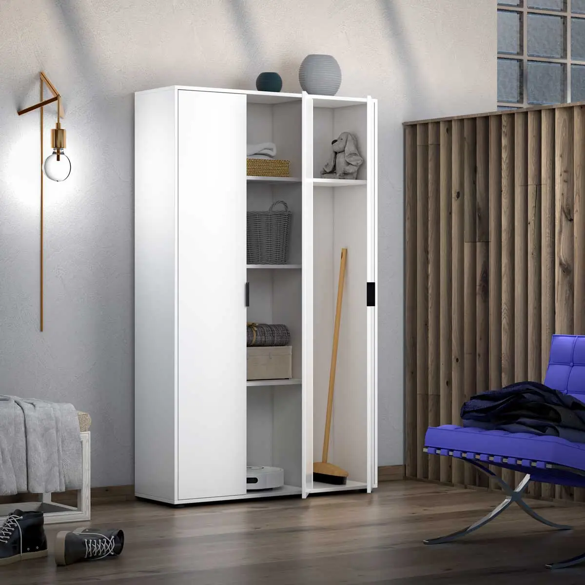 Armadietto multiuso 3 ante con 4 ripiani