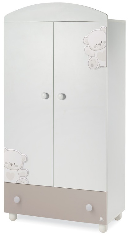 Culla Mr.Bear bianca e choco con ruote, decori con orsetti