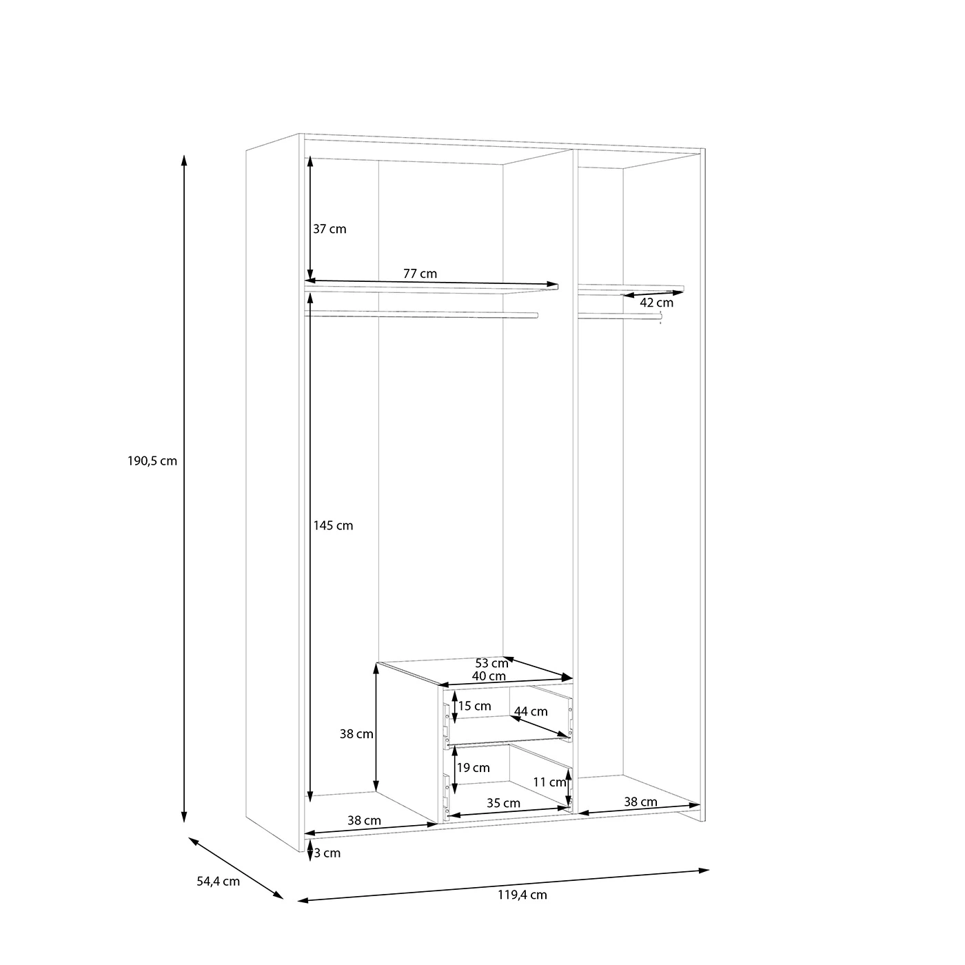 armadio 3 ante bianco