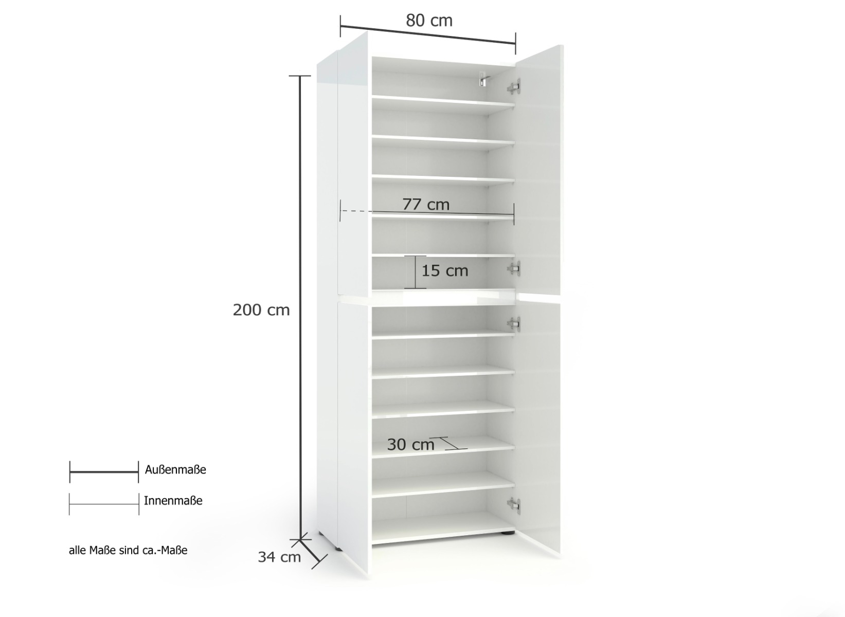 Armadio multiuso 4 ante minimal Bianco lucido in offerta