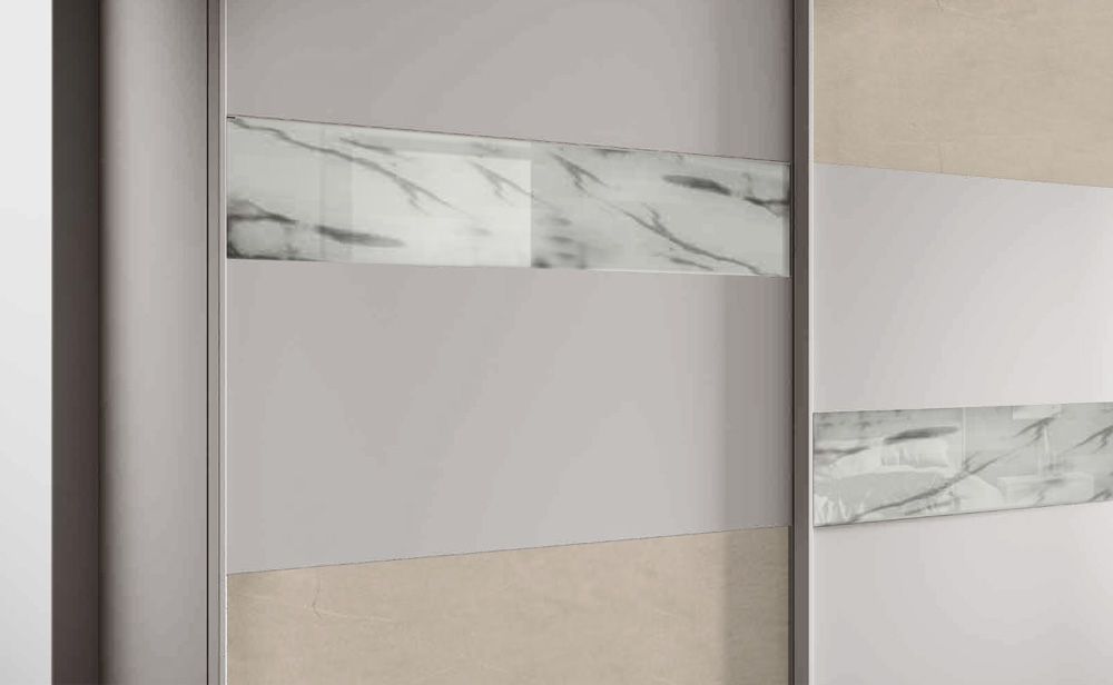 Armadio scorrevole inserto Marmo bianco, Grigio seta e Argilla Zenzero Shop