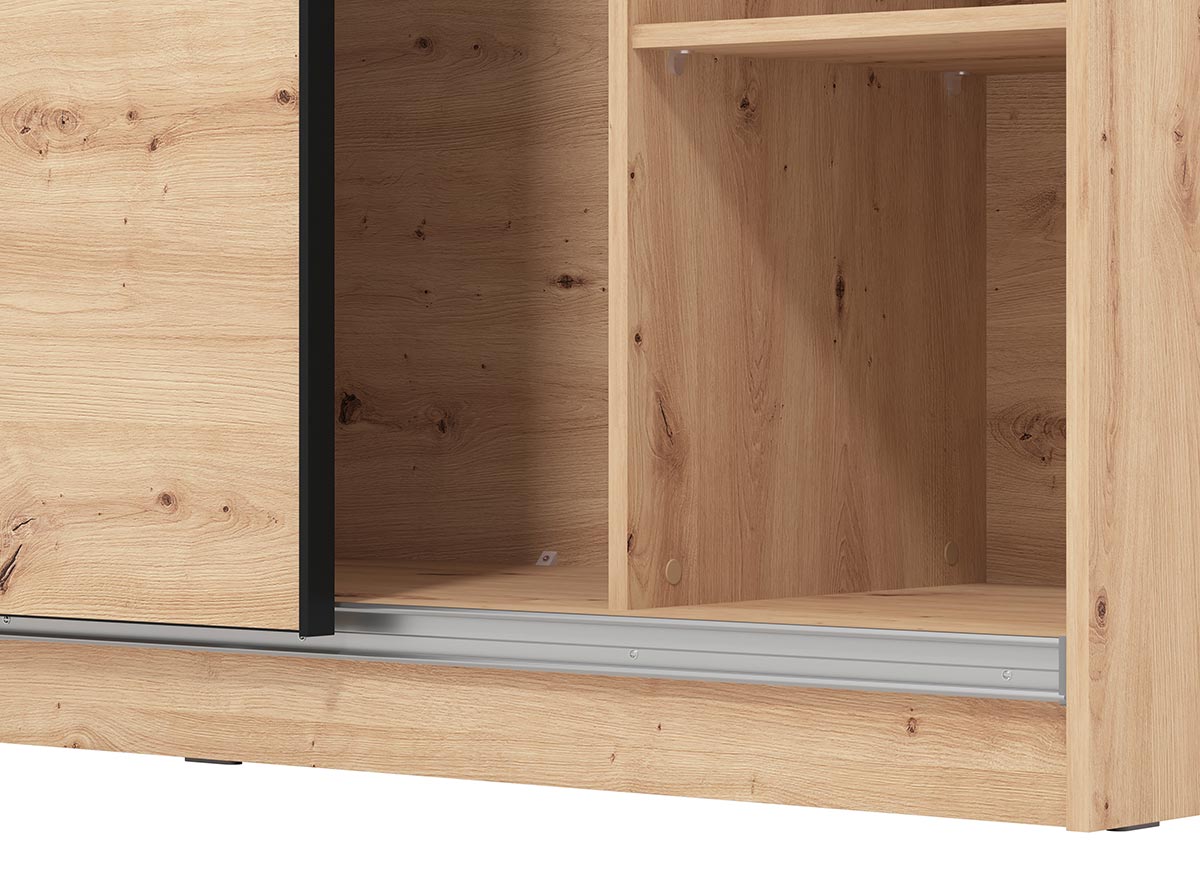 Armadio scorrevole L.220, stile industy, finitura Rovere