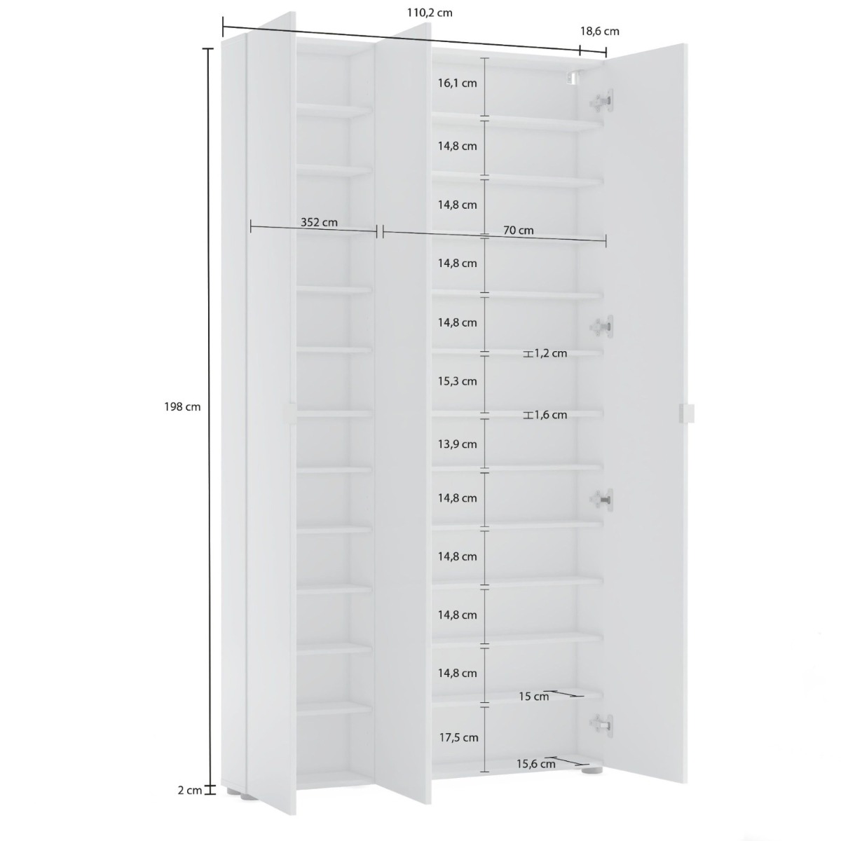 Armadio multiuso 3 ante scontato, Bianco lucido con Specchio 