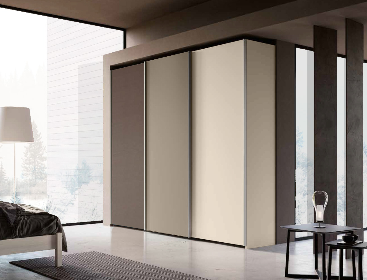 Armadio 3 ante scorrevoli, Bronzo, Visone e Orzo