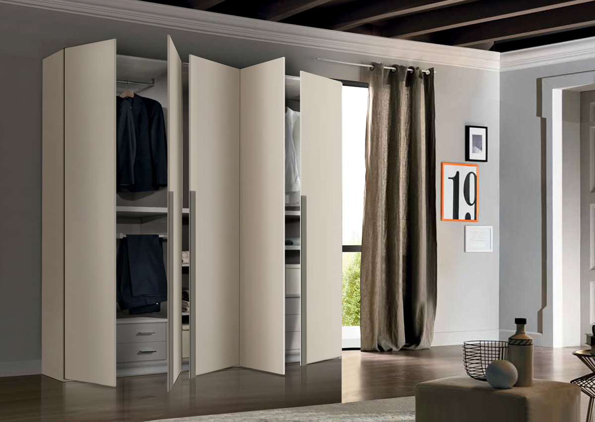 Armadio battente 5 ante in finitura Cachemire