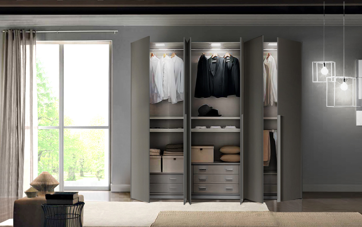 Armadio scontato, 6 ante battenti in Grigio londra