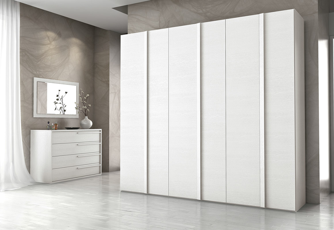 Armadio 6 ante battenti, finitura Bianco frassinato