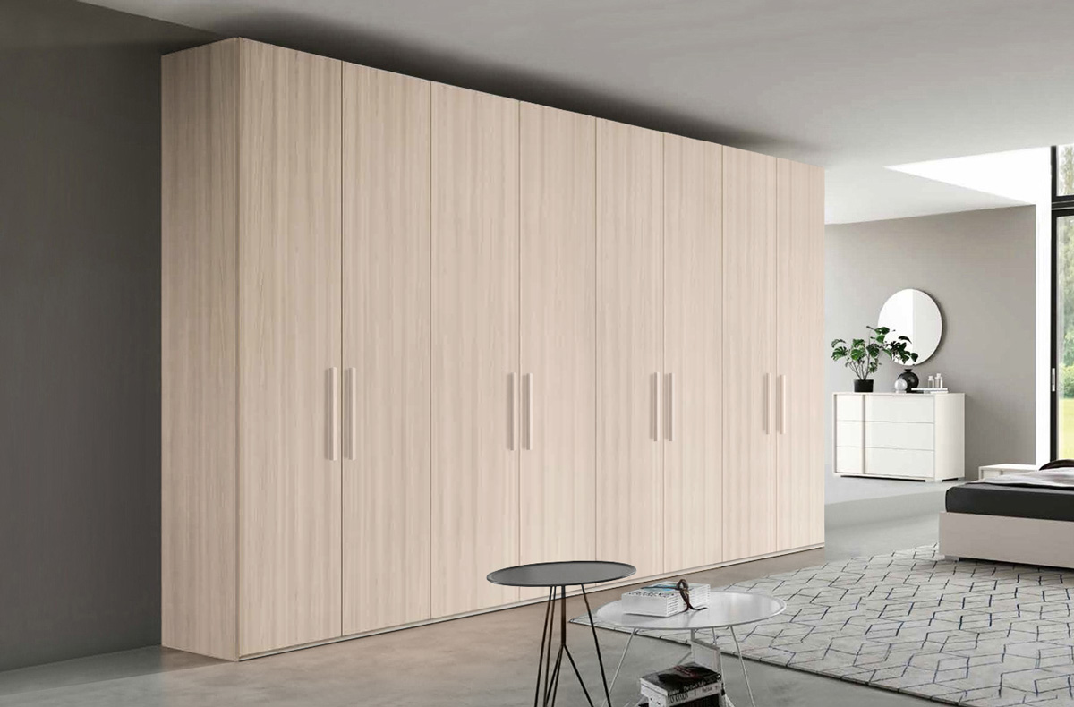 Armadio moderno 8 ante battenti, finitura Olmo Natura