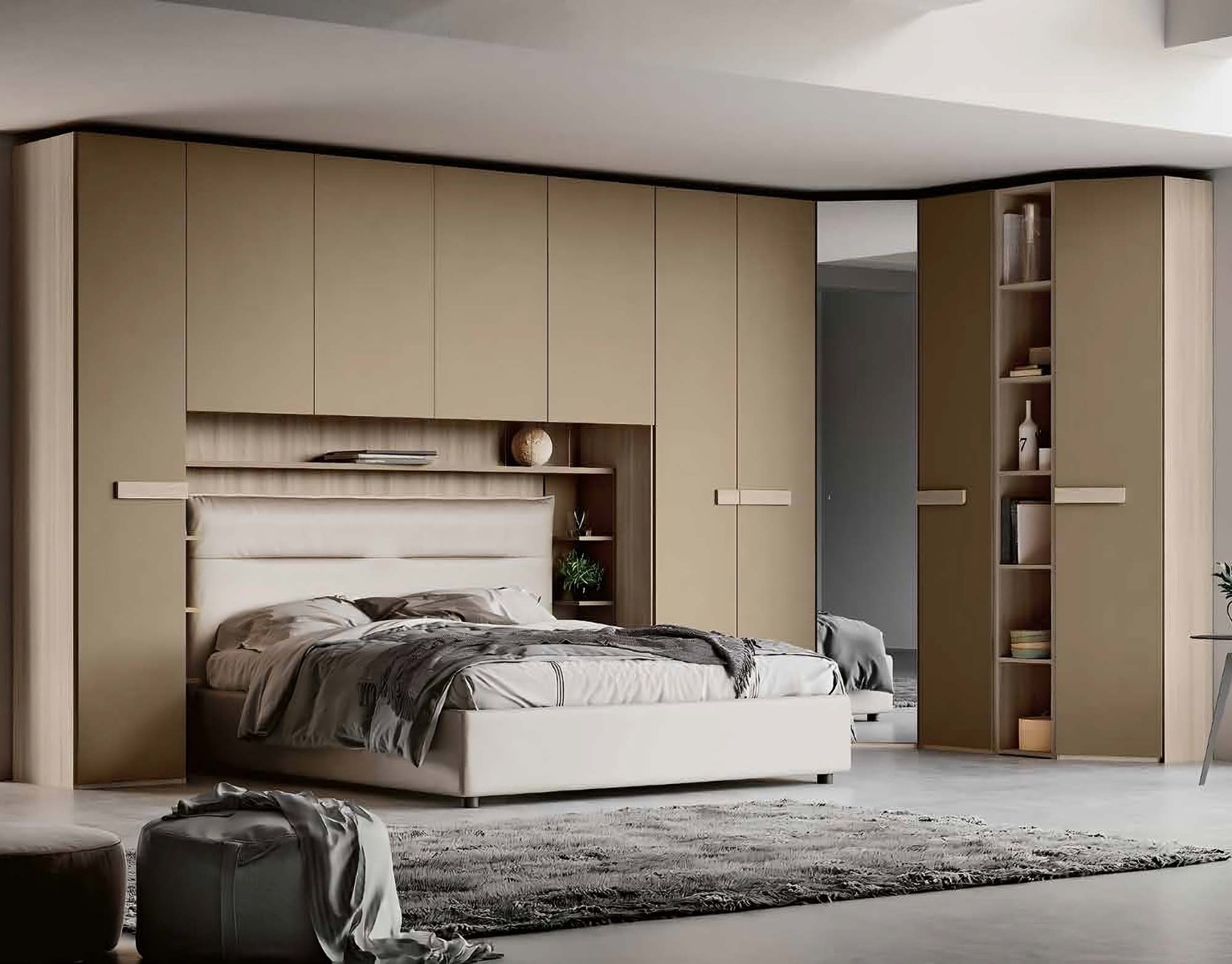 armadio a ponte con angolo per camere matrimoniali