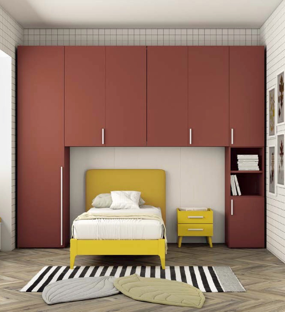 Armadio a ponte rosso Corallo, 5 ante battenti