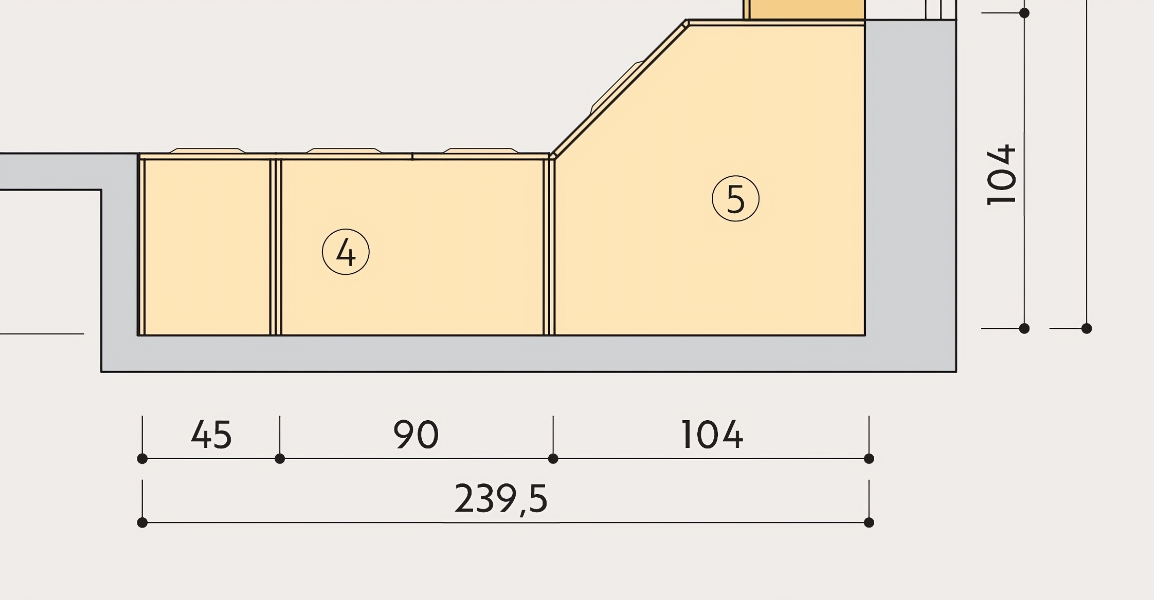 Armadio con cabina e cassetti, finitura Bianco luce, Antracite e Ocra Zenzero Shop