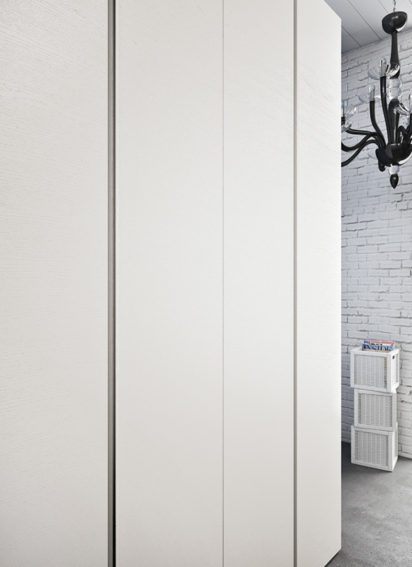 Armadio Bianco frassinato 6 ante battenti con maniglie a gola