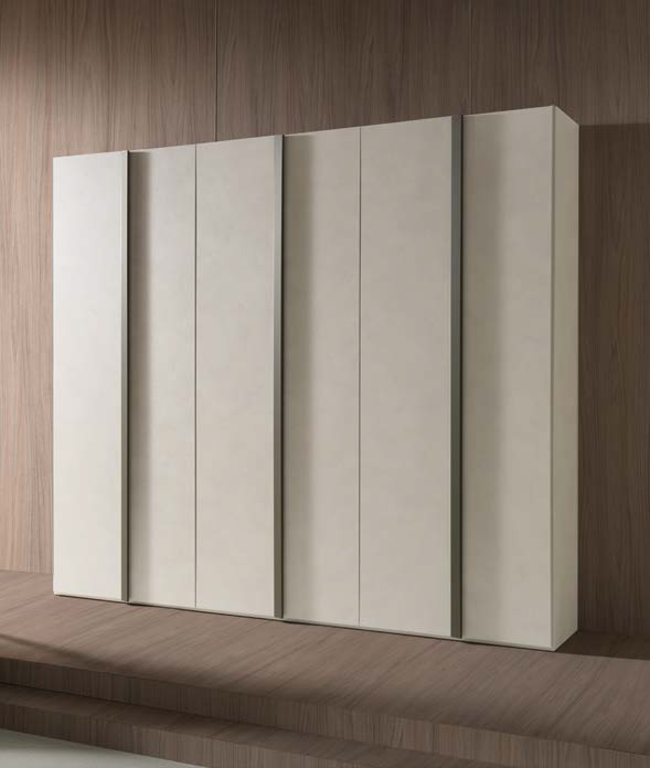 Armadio 6 ante battenti, in finitura Calce e Grigio londra