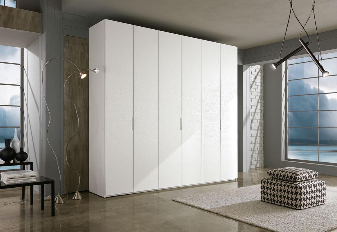 Armadio moderno 6 ante Bianco frassinato