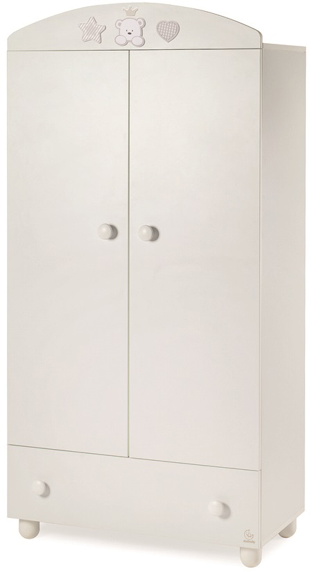 Culla Baloo con ruote, bianca con decori