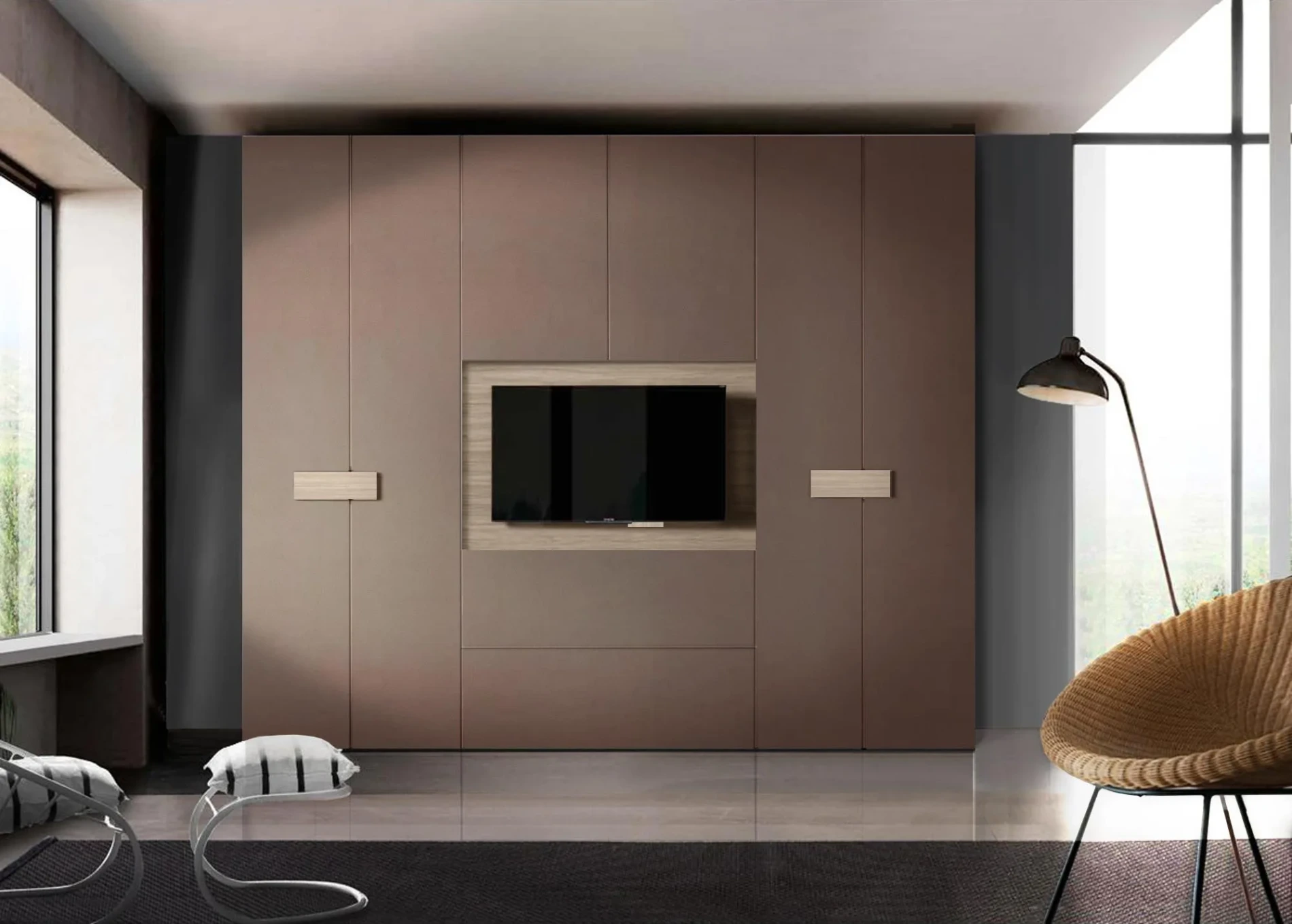 armadio con vano tv bronzo