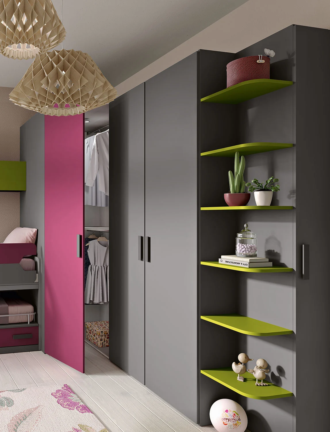 cameretta verde e rosa