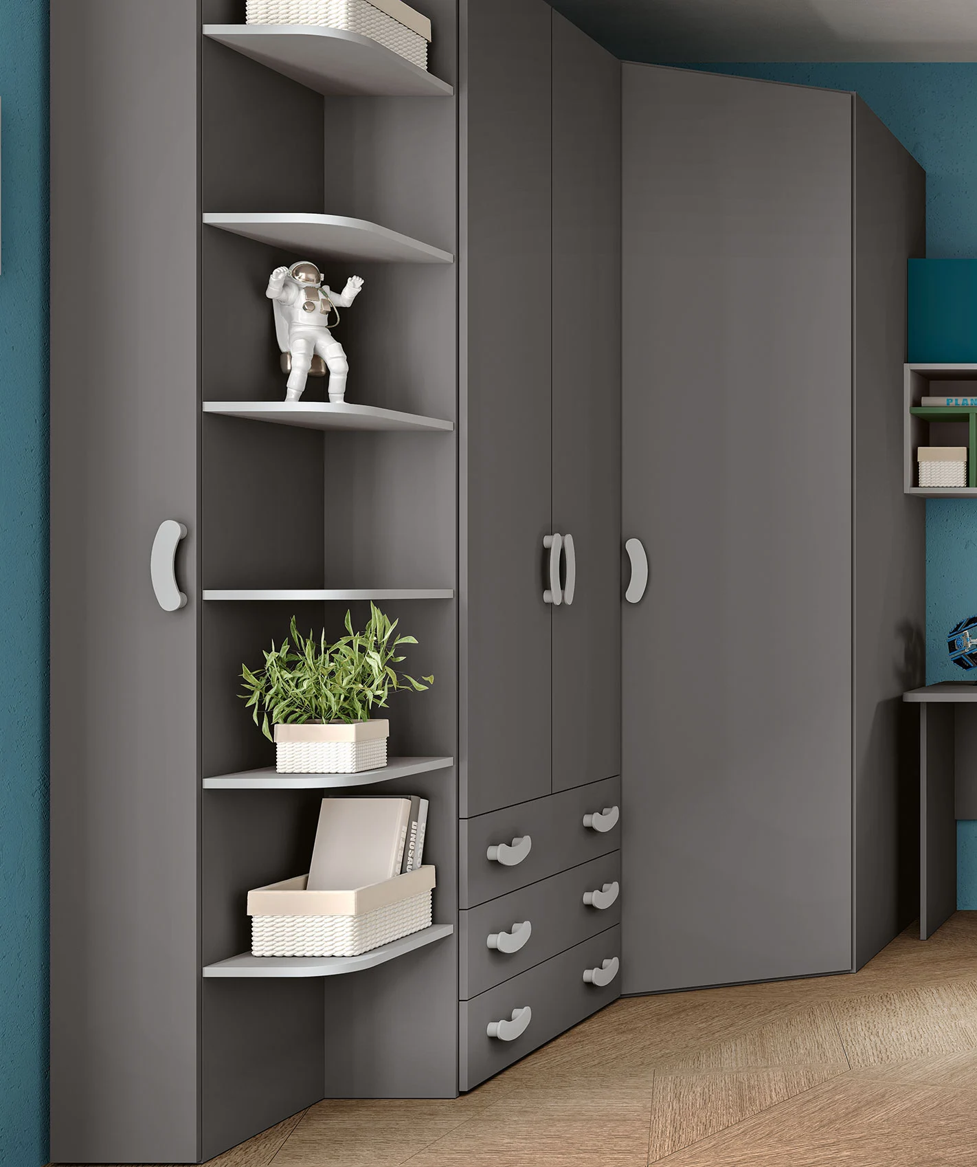 cabina armadio cameretta grigio