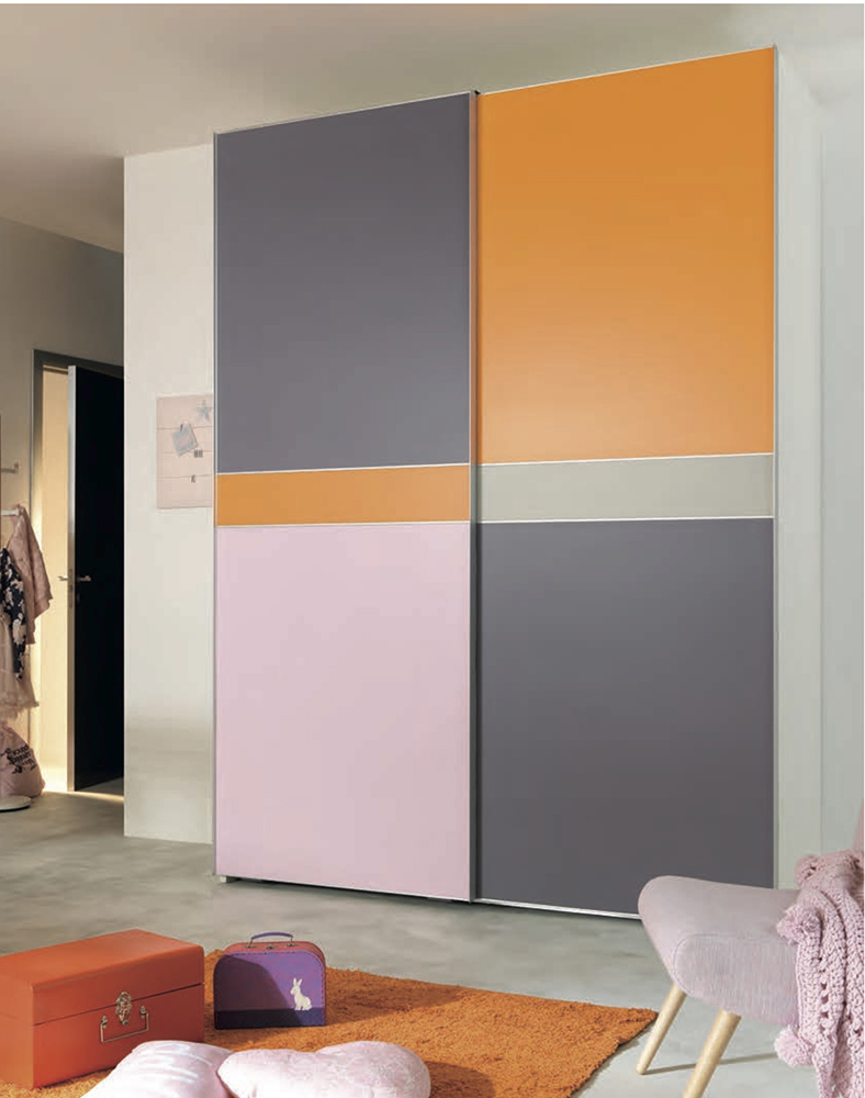 Armadio camerette Moretti Compact a 2 ante, Mora, Cipria e Mandarino laccato