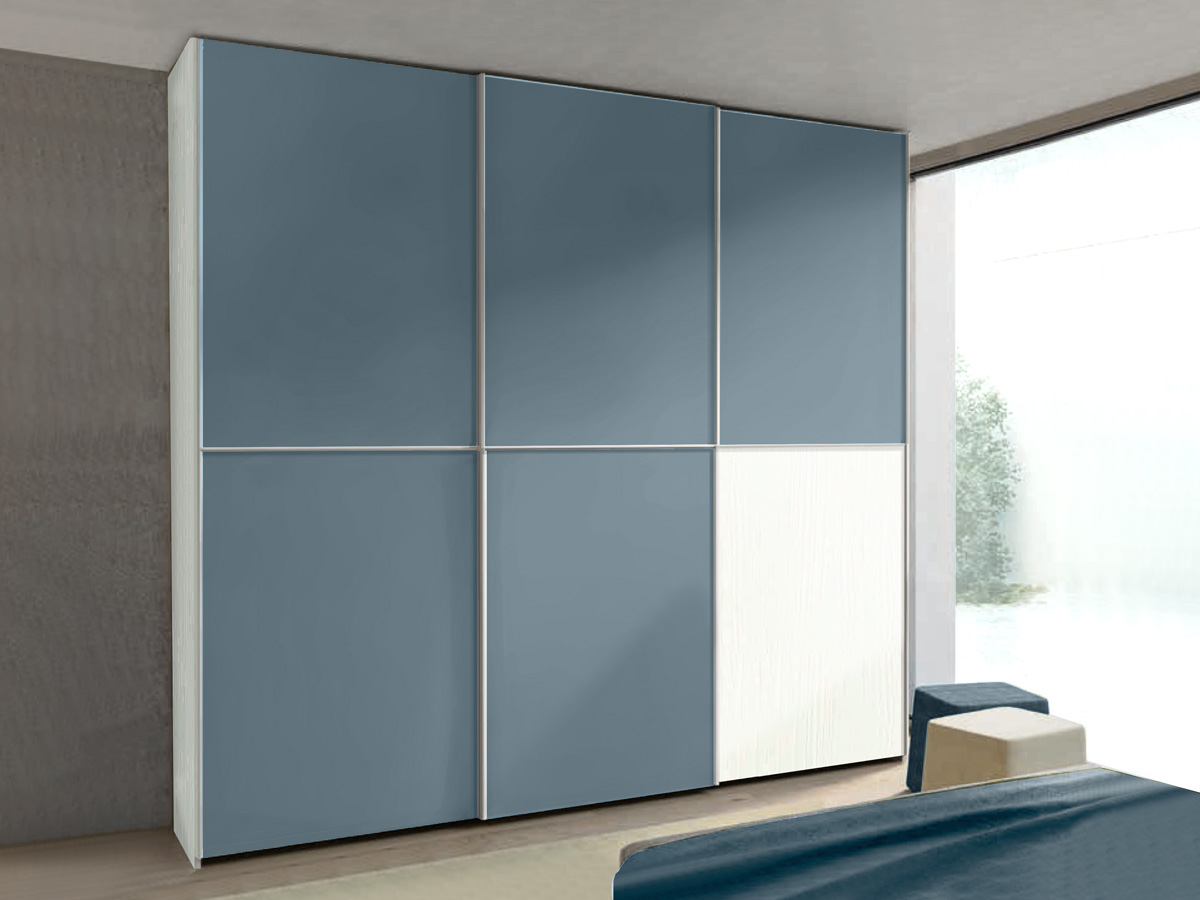 Armadio con 3 ante scorrevoli in finitura Rovere Bianco e Cadaques