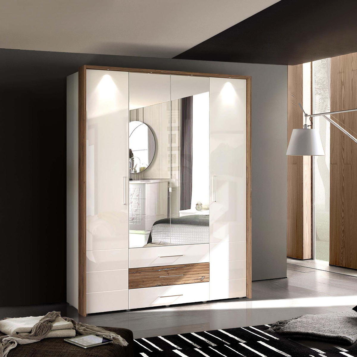 armadio moderno bicolore, ante batteni