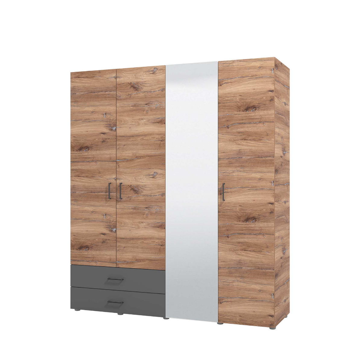 armadio industry 4 ante con specchio, battente