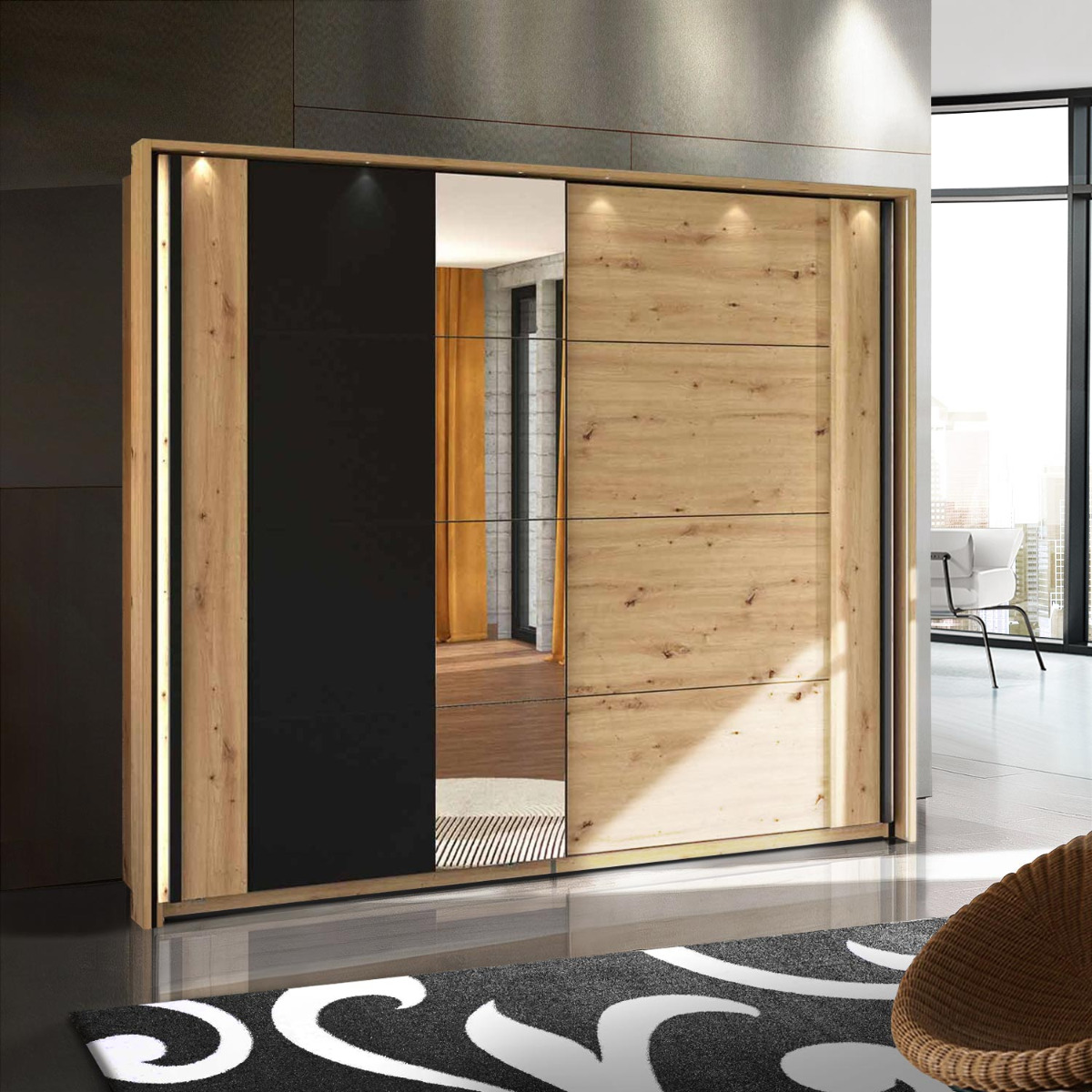 armadio moderno rovere scuro, stile industry