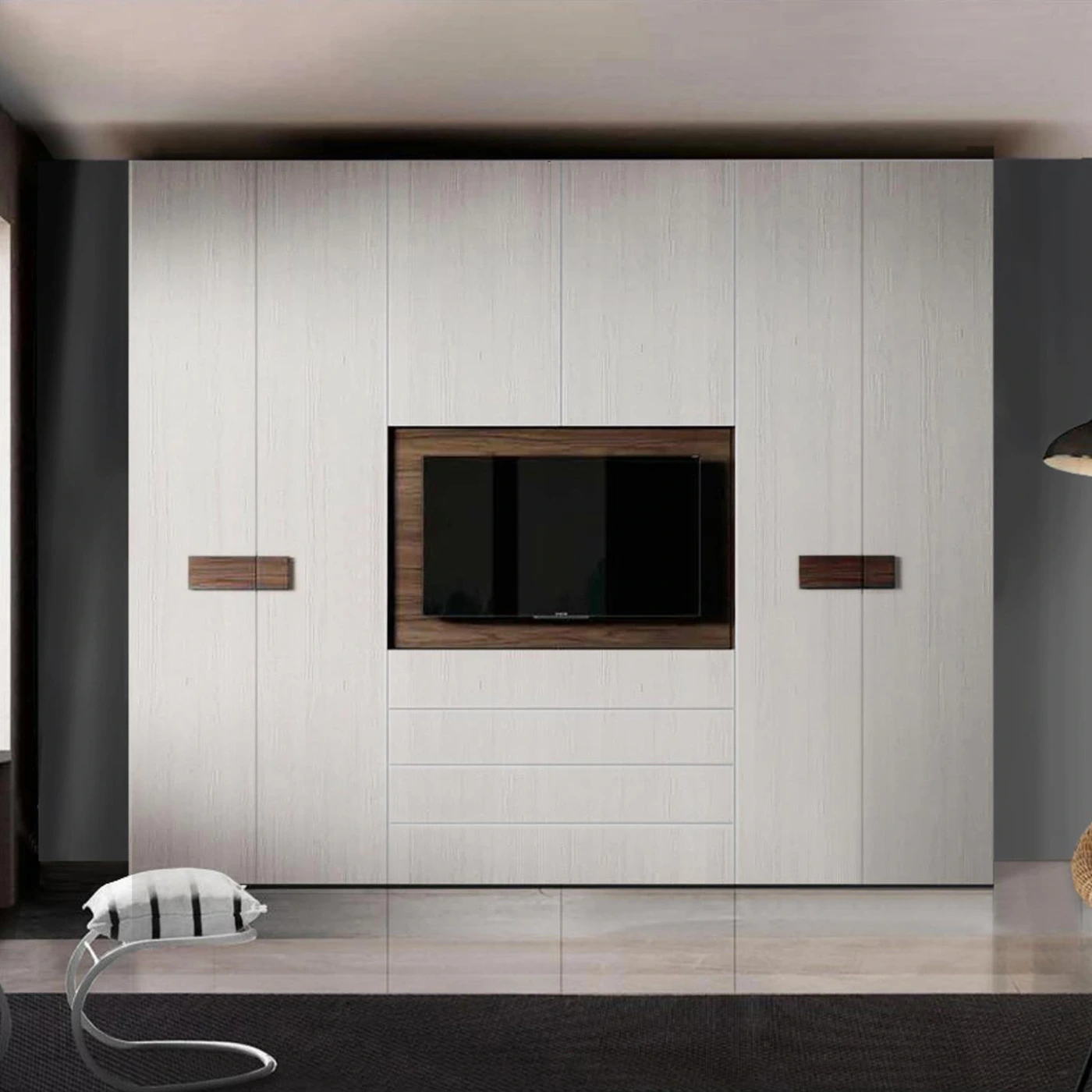 armadio con vano tv noce