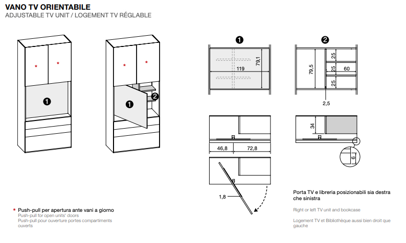 Armadio per camera letto con vano tv, Noce Biondo e Orzo