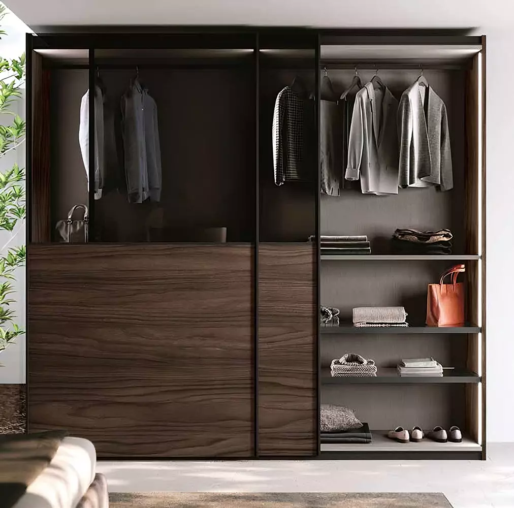 armadio scorrevole 2 ante con vetro fumè