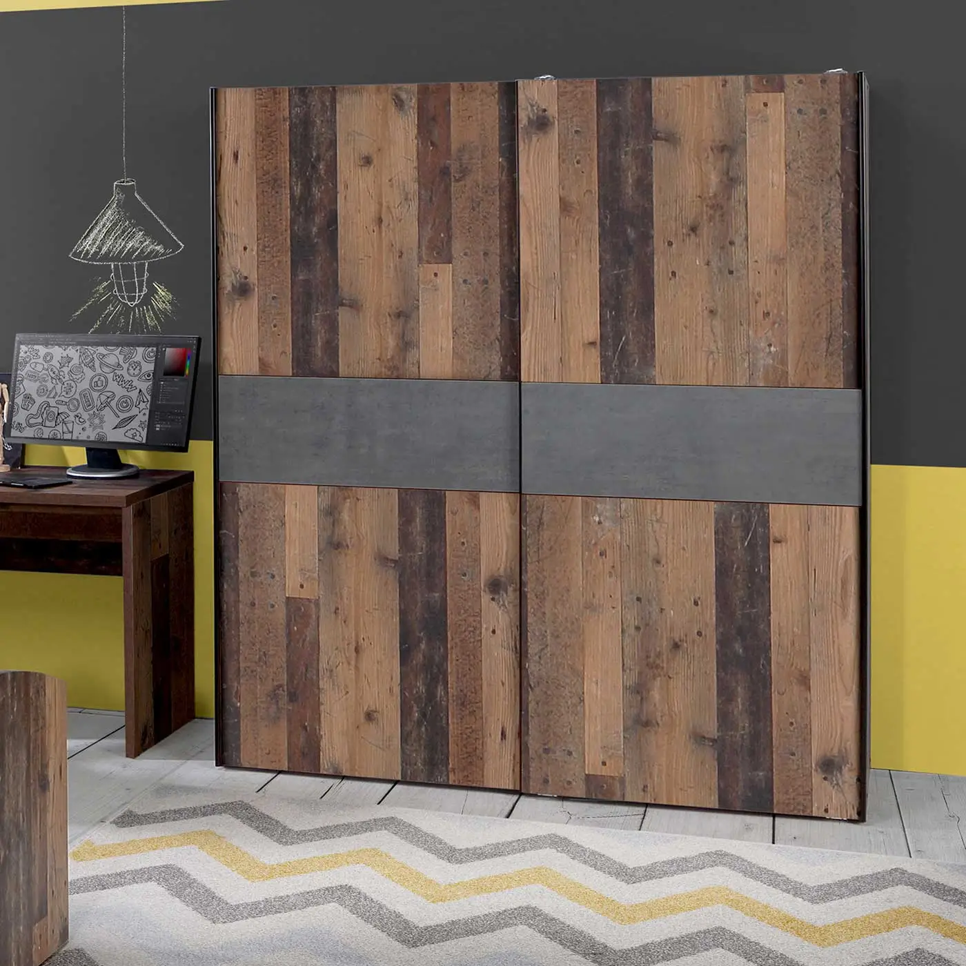 Cameretta da ragazzo moderna in finitura Rovere invecchiato e Ossido