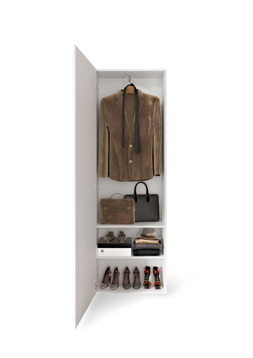 Guardaroba da ingresso Bianco lucido con dettagli a specchio