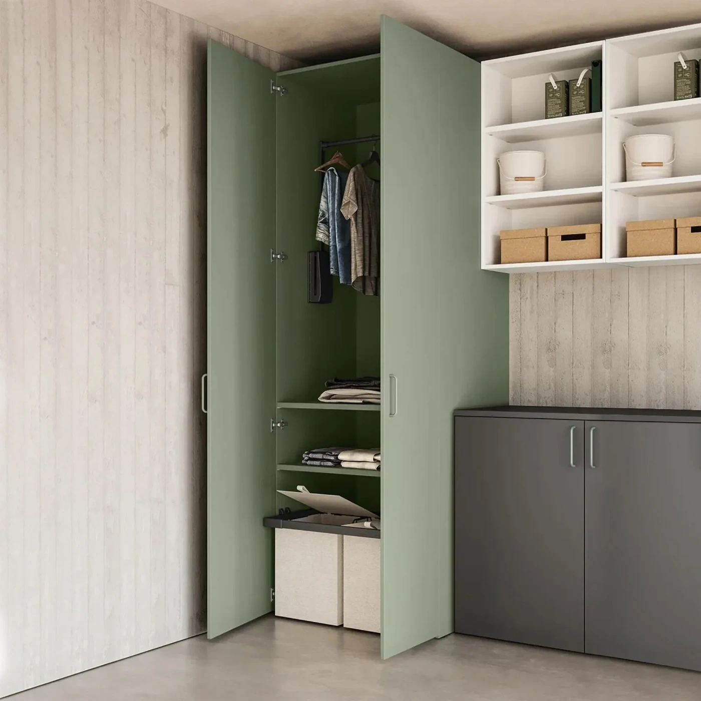 Mobile lavanderia 2 ante, L.90 H.258, Agave