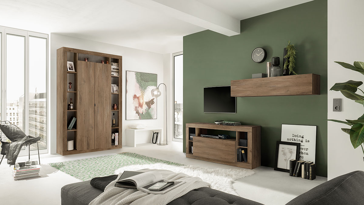 Conveniente e moderna Colonna libreria a 2 ante, finitura Mercure